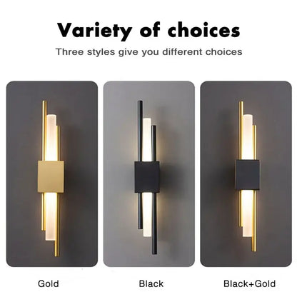 Modern gold led wall sconce bedroom vertical rod light