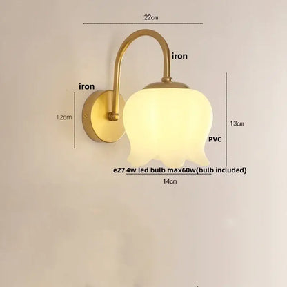 Modern gold led wall sconce with frosted glass for stairway lighting
