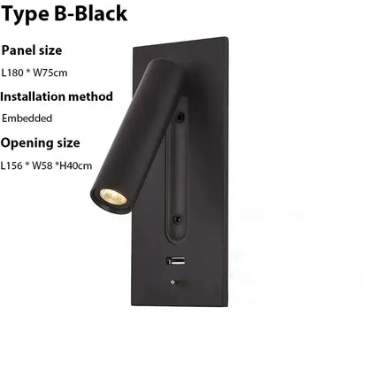 Modern gold led wall sconce with usb charging – bedroom reading light