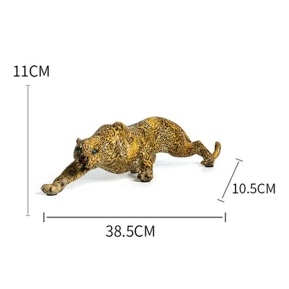 Modern gold leopard resin statue living room wildlife decor