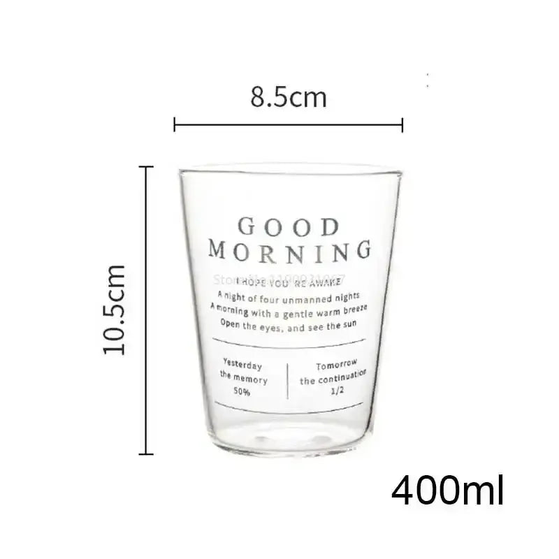 Modern gold letter glass breakfast cup kitchen coffee tumbler