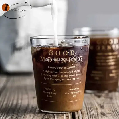 Modern gold letter glass breakfast cup kitchen coffee tumbler