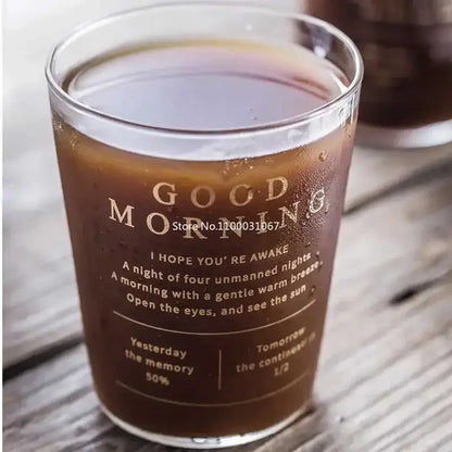 Modern gold letter glass breakfast cup kitchen coffee tumbler