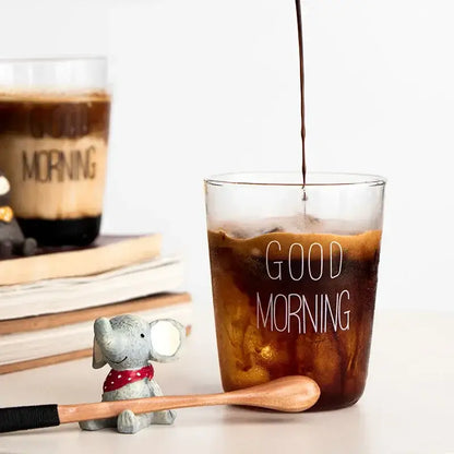 Modern gold letter glass breakfast cup kitchen coffee tumbler