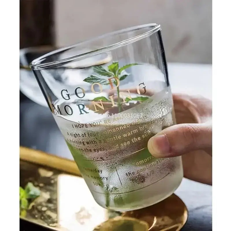 Modern gold letter glass breakfast cup kitchen coffee tumbler