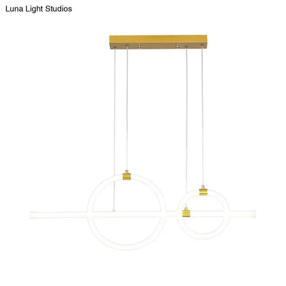 Modern gold linear and ring led chandelier dining room light