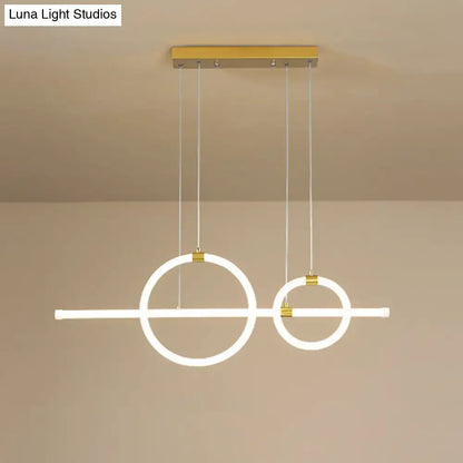 Modern gold linear and ring led chandelier dining room light