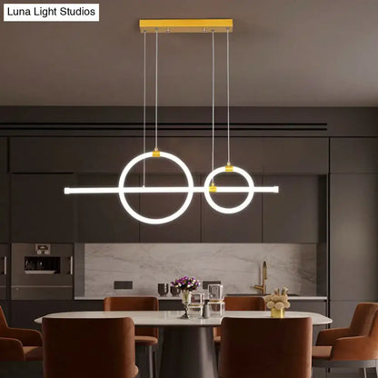 Modern gold linear and ring led chandelier dining room light