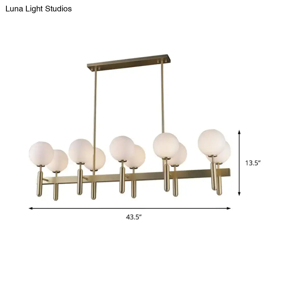 Modern gold linear ceiling light fixture kitchen white glass pendant