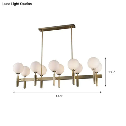 Modern gold linear ceiling light fixture kitchen white glass pendant