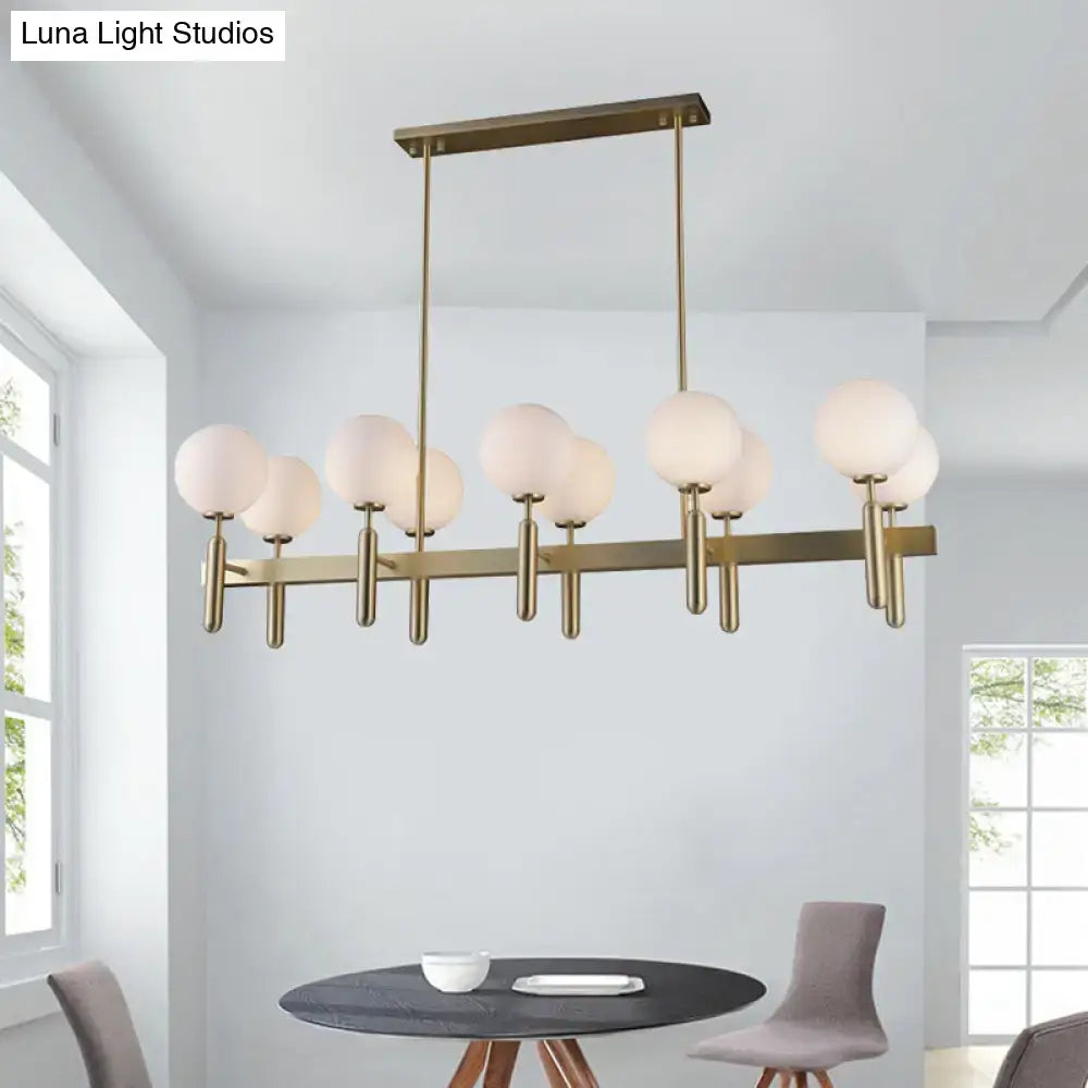 Modern gold linear ceiling light fixture kitchen white glass pendant