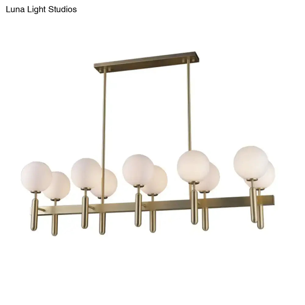 Modern gold linear ceiling light fixture kitchen white glass pendant