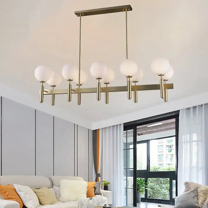 Modern gold linear ceiling light fixture kitchen white glass pendant