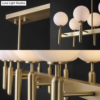 Modern gold linear ceiling light fixture kitchen white glass pendant
