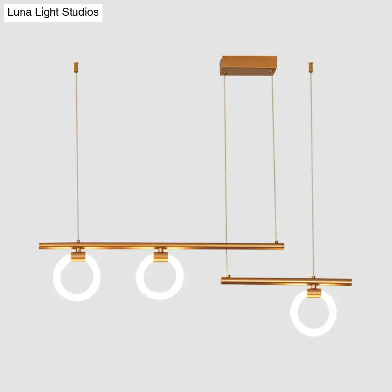 Modern gold linear chandelier lamp dining room led pendant light