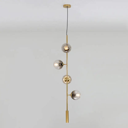 DecorBites™ Modern Gold Linear Chandelier with Smoke Gray Glass Shades - 4-Light Metal Hanging Fixture
