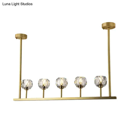 Modern gold linear crystal ball pendant light dining room fixture