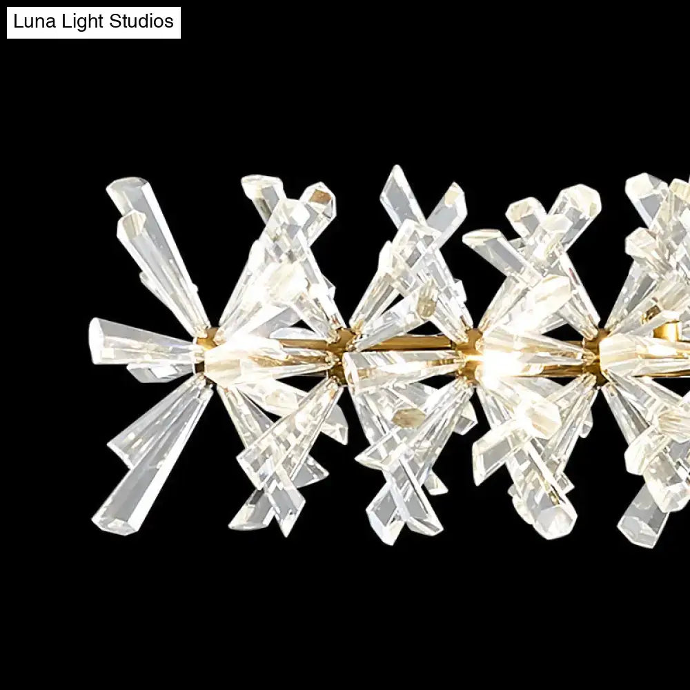 Modern gold linear crystal island lamp for living room