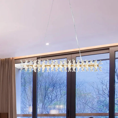 Modern gold linear crystal island lamp for living room