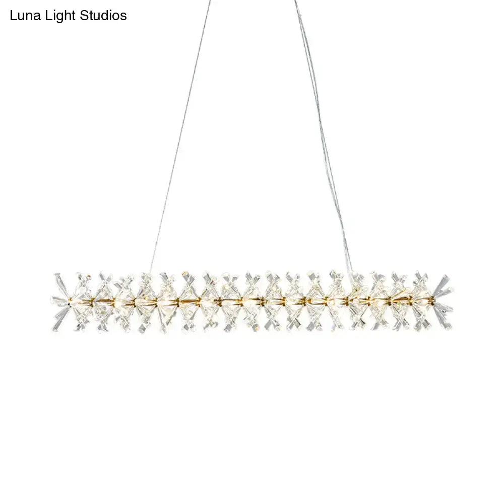 Modern gold linear crystal island lamp for living room