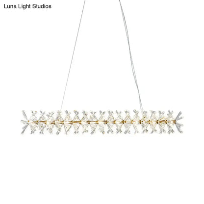 Modern gold linear crystal island lamp for living room