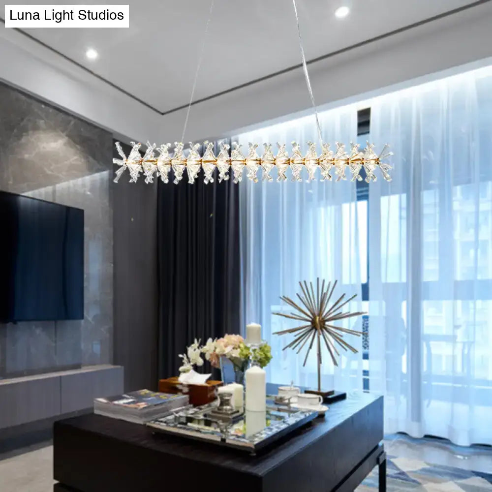 Modern gold linear crystal island lamp for living room
