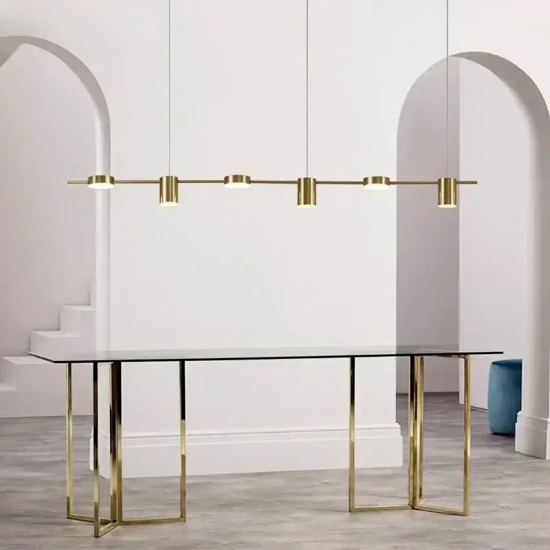 Modern gold linear dimmable led ceiling chandelier dining room light