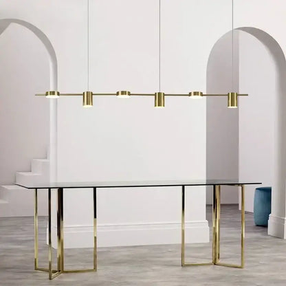 Modern gold linear dimmable led ceiling chandelier dining room light