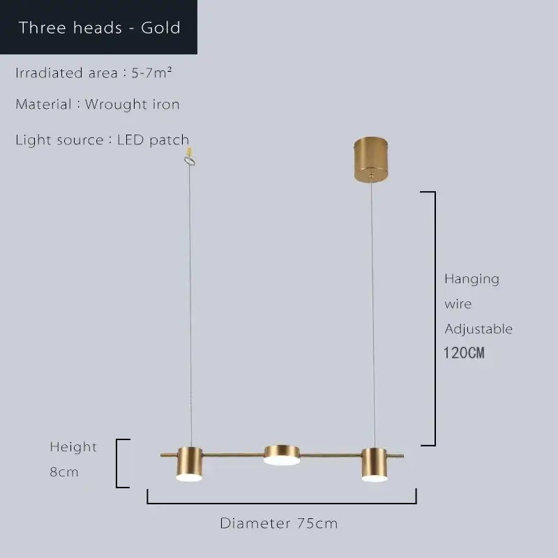 Modern gold linear dimmable led ceiling chandelier dining room light