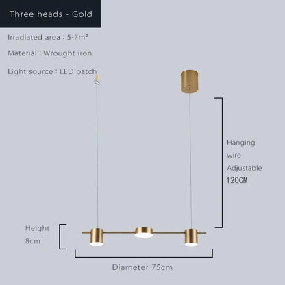 Modern gold linear dimmable led ceiling chandelier dining room light
