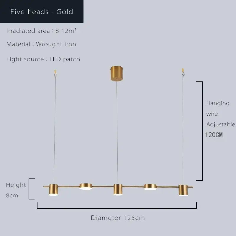 Modern gold linear dimmable led ceiling chandelier dining room light