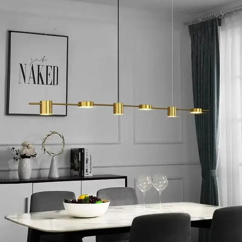 Modern gold linear dimmable led ceiling chandelier dining room light