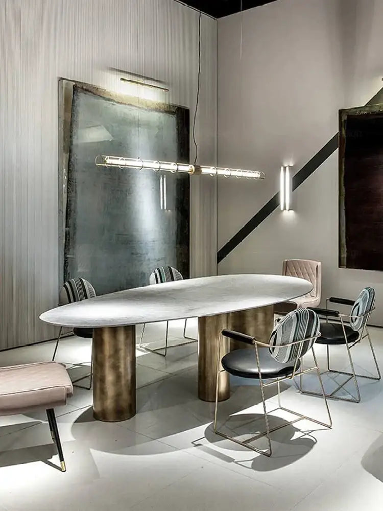 Modern gold linear glass chandelier dining room pendant light