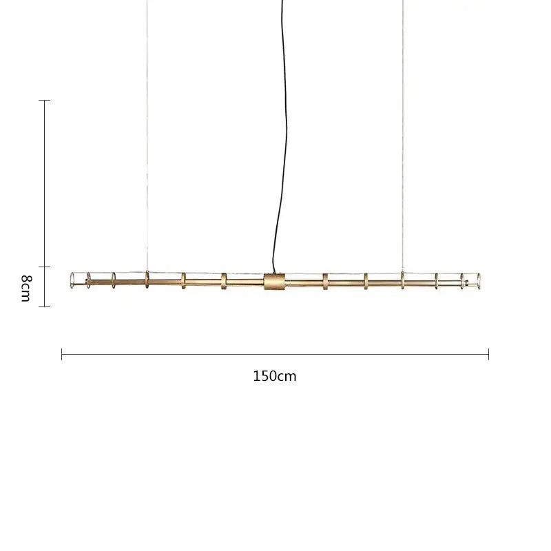 Modern gold linear glass chandelier dining room pendant light