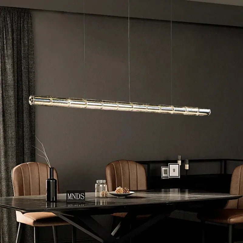 Modern gold linear glass led chandelier for kitchen island