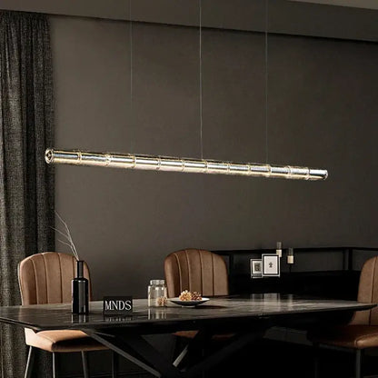 Modern gold linear glass led chandelier for kitchen island