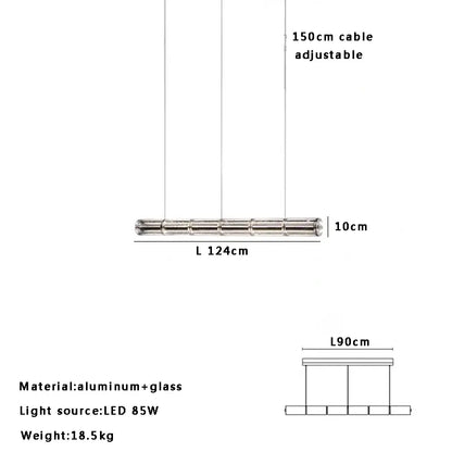 Modern gold linear glass led chandelier for kitchen island