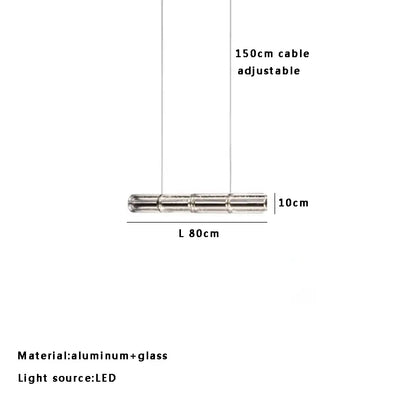 Modern gold linear glass led chandelier for kitchen island