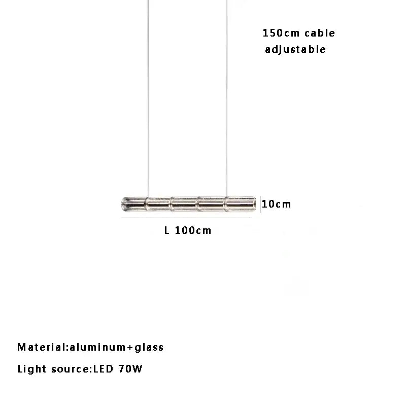 Modern gold linear glass led chandelier for kitchen island