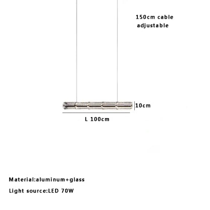 Modern gold linear glass led chandelier for kitchen island