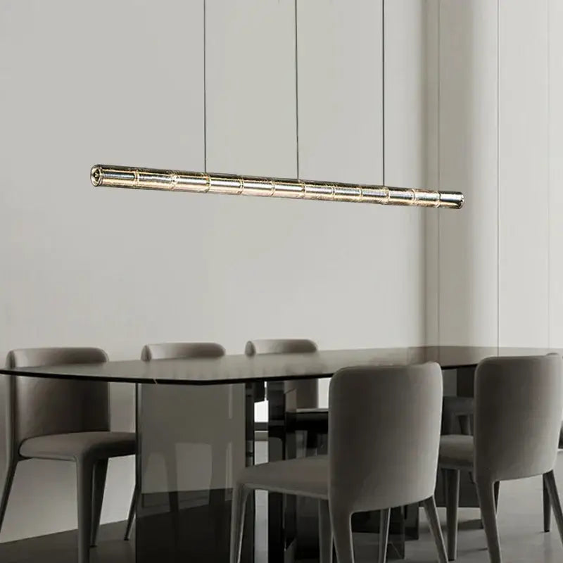 Modern gold linear glass led chandelier for kitchen island