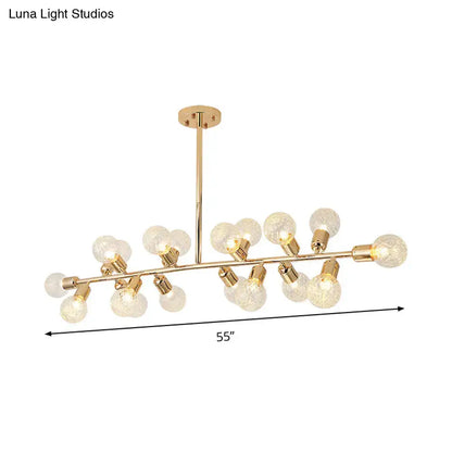 Modern gold linear island light dining room ribbing glass shade