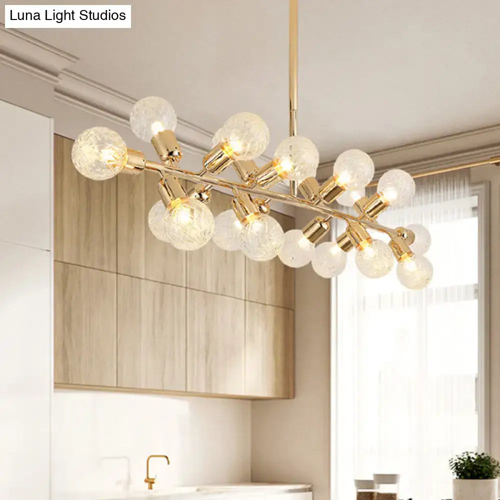 Modern gold linear island light dining room ribbing glass shade