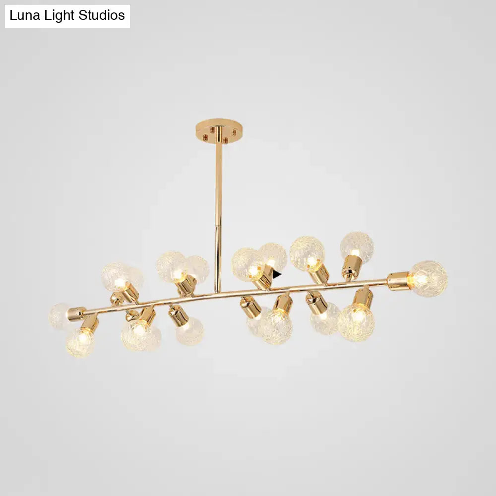 Modern gold linear island light dining room ribbing glass shade