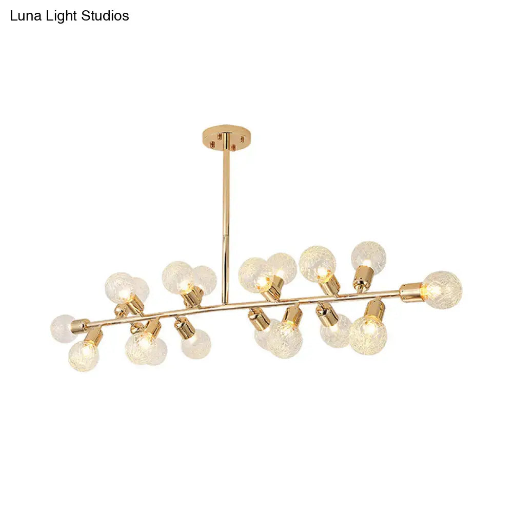 Modern gold linear island light dining room ribbing glass shade