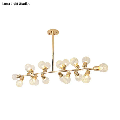 Modern gold linear island light dining room ribbing glass shade