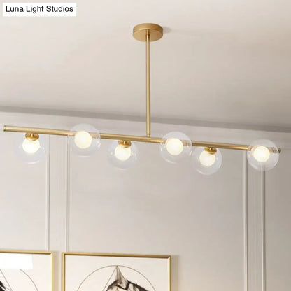 Modern gold linear island light fixture kitchen glass globe pendant