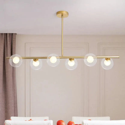 Modern gold linear island light fixture kitchen glass globe pendant