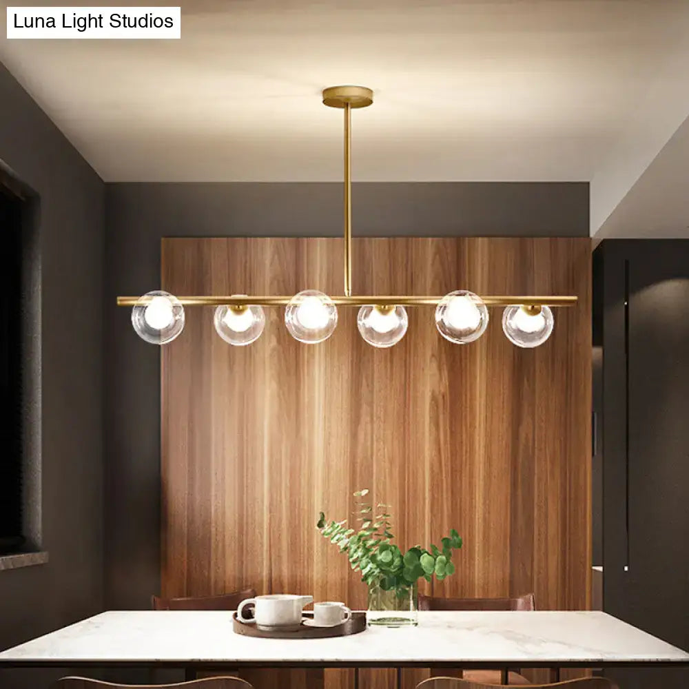 Modern gold linear island light fixture kitchen glass globe pendant