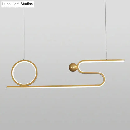 Modern gold linear led pendant – dining room island lighting